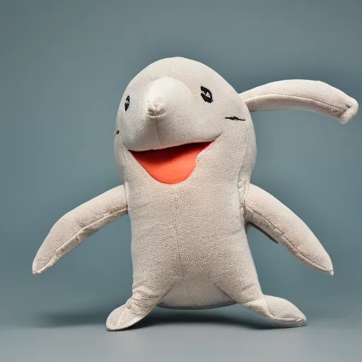 Image similar to A happy dolphin, plush doll, 8k