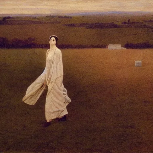 Image similar to Things fall apart, the centre cannot hold, mere anarchy is loosed upon the world, painted by Fernand Khnopff