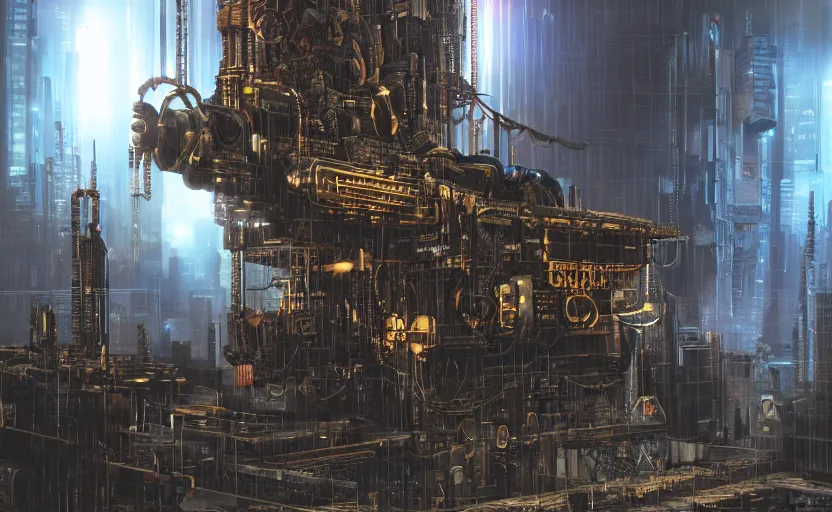 Image similar to technological drilling machine, extremely detailed cyberpunk ( steampunk ), day light, realistic shaded,