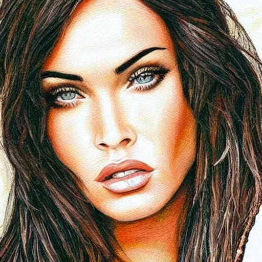 Image similar to “Megan Fox crayons paintings, ultra detailed portrait, 4k resolution”