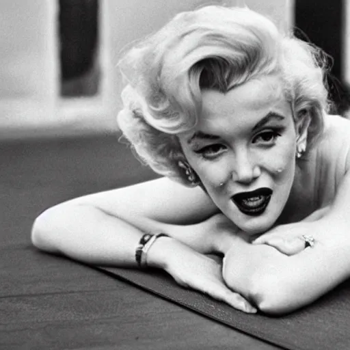 Image similar to Marilyn Monroe doing yoga, trending on instagram