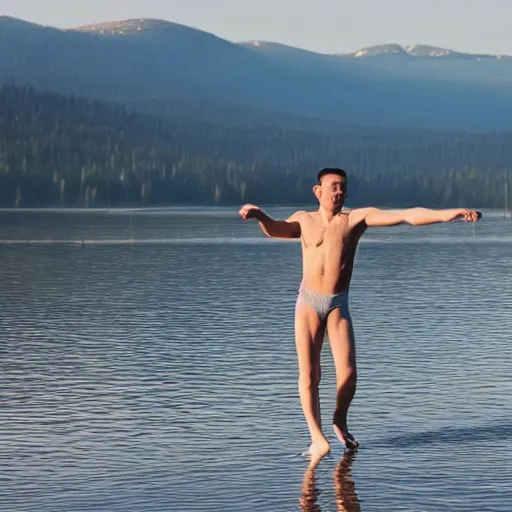 Image similar to Man dancing on the lake