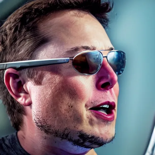 Prompt: picture of elon musk wearing sunglasses and his spacex falcon 9 rocket in the background, good lighted photo, sharp details, detailed, hd, hdr