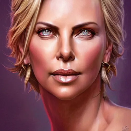 Prompt: a portrait of charlize theron as a sorceress, upper half portrait, urban motifs, intricate, elegant, highly detailed, digital painting, trending on artstation, concept art, smooth sharp focus, illustration, art by artgerm and greg rutkowski