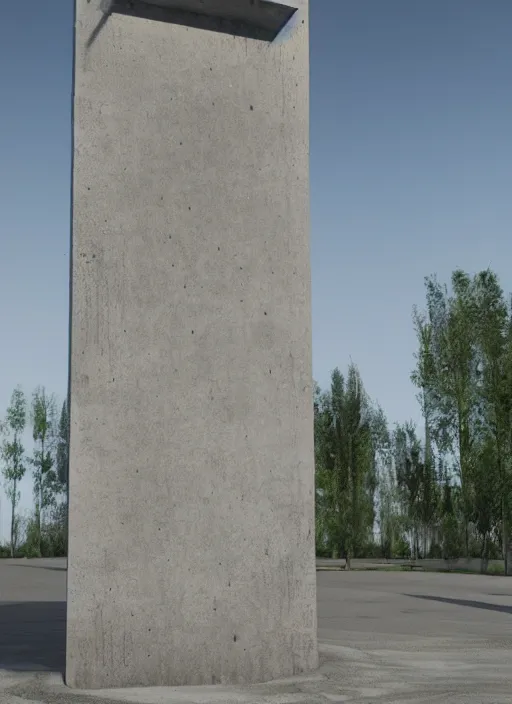 Image similar to highly detailed realistic architecture 3 d render of a concrete stele monument in frank gahry style standing on a side of a highway, archdaily, made in unreal engine 4 octane render