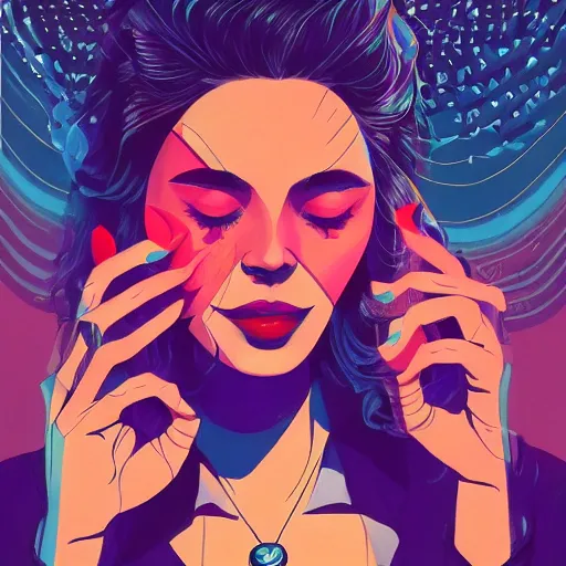 Image similar to a colorful comic noir illustration of a woman singing about a broken heart, beautiful, hyperrealistic, tristan eaton, victo ngai, artgerm, rhads, ross draws, 8 k, high contrast, dark vibes, pastel lighting, depth of field