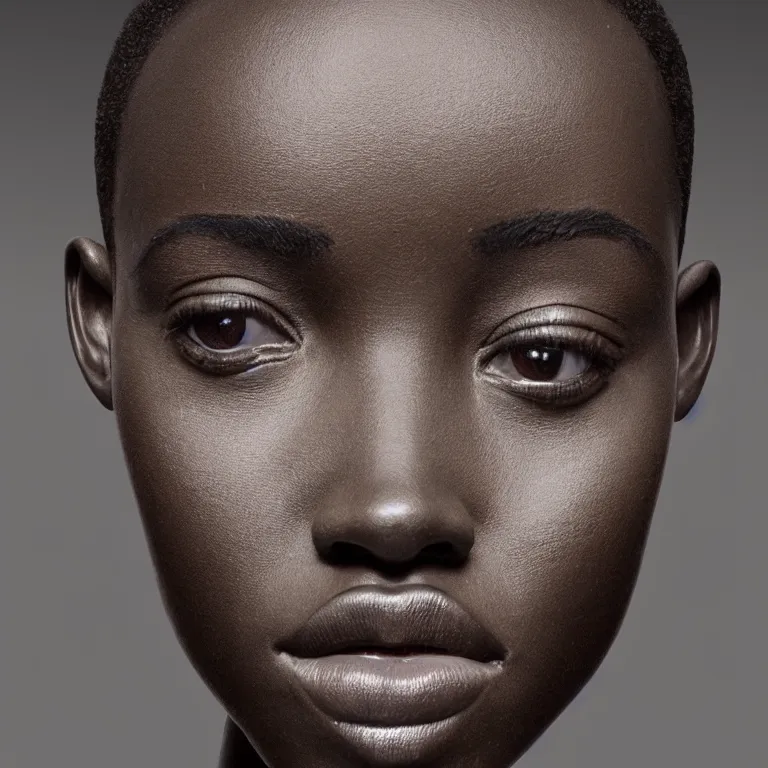 Image similar to monumental sculpture geometric minimalist!!! portrait of a lupita nyong'o, beautiful symmetrical face accurate face detailed face realistic proportions, hand - carved out of red oak wood on a pedestal by stephan balkenhol and martin puryear and, dramatic lighting shocking detail trending on artstation 8 k