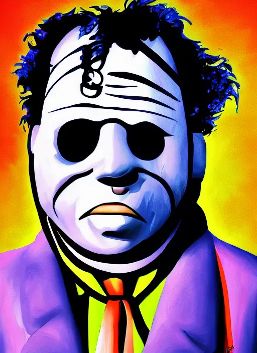 Image similar to leatherface character portrait artwork by Lisa Frank, 4k