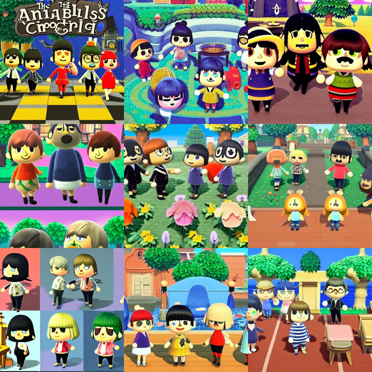 Prompt: the beatles in animal crossing