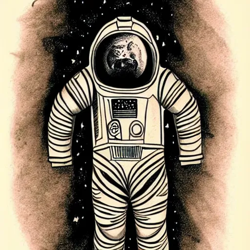 Prompt: old school, traditional style tattoo sketch of frog in a space suit in front of the mars drawn by sailor jerry, vic james, electric martina, heath clifford, kimi vera