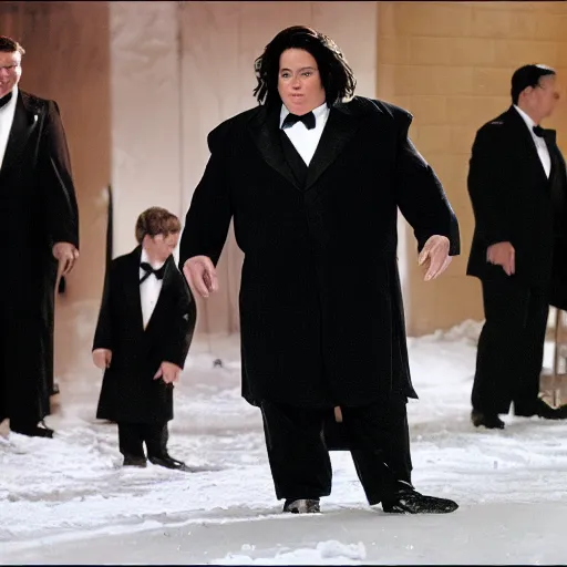 Prompt: Rosie O'Donnell as the penguin from batman