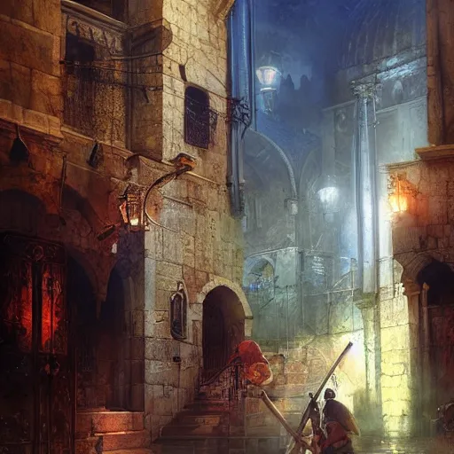 Image similar to the old city of jerusalem by raymond swanland, highly detailed, bright tones