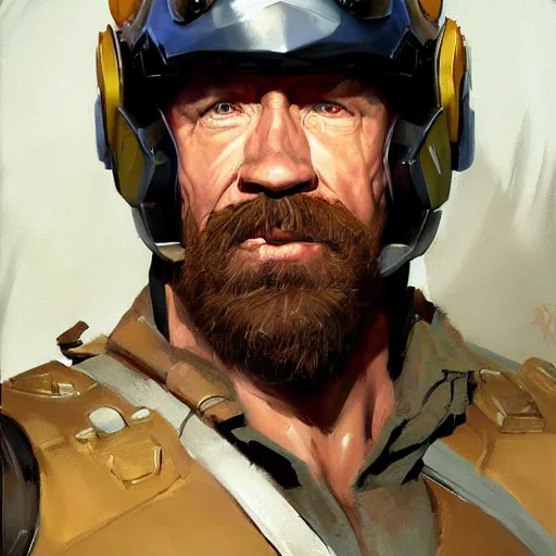 Prompt: greg manchess portrait painting of armored chuck norris as overwatch character, medium shot, asymmetrical, profile picture, organic painting, sunny day, matte painting, bold shapes, hard edges, street art, trending on artstation, by huang guangjian and gil elvgren and sachin teng
