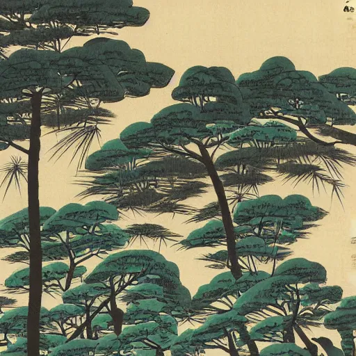 Image similar to japanese woodblock landscape print of a 1 9 8 0 honda civic