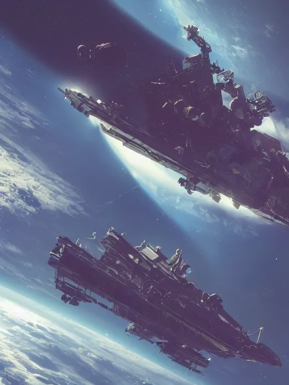 Image similar to a cargoship in space. realism, detailed spaceship, digital illustration, hard lighting, adventurous, hard - scifi, atmospheric lighting, 8 k, octane render. by makoto shinkai,, james jean, andrei riabovitchev, marc simonetti, krenz cushart, sakimichan, d & d trending on artstation, digital art.