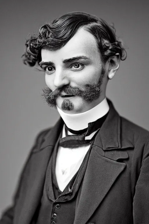 Prompt: Portrait of a jolly victorian gentleman, male, cheerful, happy, detailed face, victorian, highly detailed, cinematic lighting, photograph, black and white