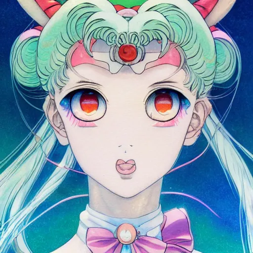 Prompt: prompt : sailor moon portrait soft light painted by james jean and katsuhiro otomo, magical eyes, inspired by evangeleon anime, smooth face feature, intricate oil painting, high detail, sharp high detail, manga and anime 1 9 9 0