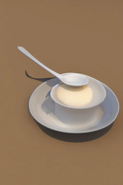 Image similar to spoon inside a cup of tea non realistic render blender 3 d