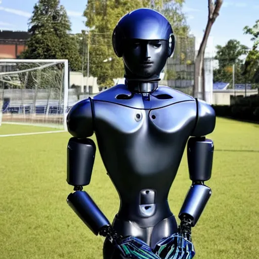 Image similar to a realistic detailed photo of a guy who is an attractive humanoid who is half robot and half humanoid, who is a male android, soccer player timo werner, shiny skin, posing like a statue, blank stare, by the pool, on display, showing off his muscles, humanoid robot, frozen ice statue, made of ice