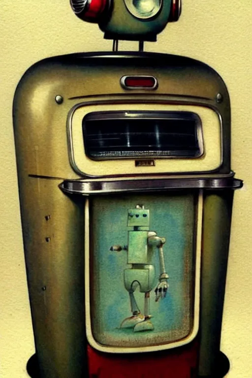 Image similar to ( ( ( ( ( 1 9 5 0 s retro robot jukebox. muted colors. ) ) ) ) ) by jean - baptiste monge!!!!!!!!!!!!!!!!!!!!!!!!!!!!!!