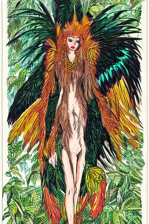 Image similar to portrait of hannah murray as a Nicobar Pigeon Hoatzin hybrid harpy Angel by todd mcfarlane