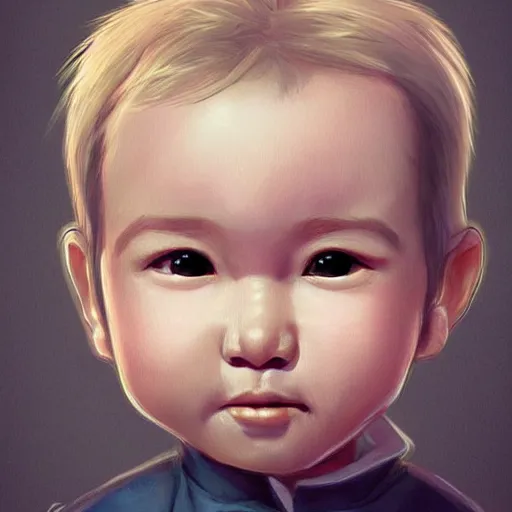 Prompt: super cute baby Harrison Ford, kawaii realistic portrait, by isabelle staub, by shin min jeong, by RossDraws, trending on artstation