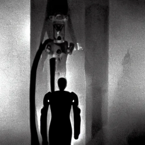 Image similar to movie scene of a man with a robot head, movie still, cinematic composition, cinematic light, criterion collection, reimagined by industrial light and magic, Movie by David Lynch and andrzej zulawski