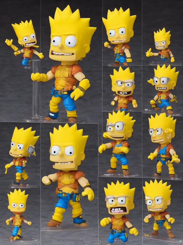 Image similar to collectable mercenary bart simpson fantasy statue, d & d, pathfinder nendoroid, funko pop, resin statue, artstation, pinterest, etsy, detailed product photo, 3 / 4 dynamic pose