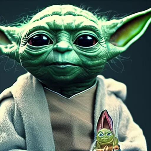 Prompt: 8k HDR hyperrealism stunning portrait photo of Yoda cosplaying as Star Trek: The Next Generation Captain