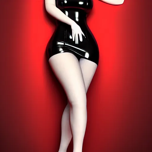 Image similar to a curvy feminine pale goth cutie with a thin waist in an elaborate red-black latex-leather pleated tube dress, cgsociety, photorealistic, sublime-comfy-elegant ambience, 16k, smooth, sharp focus, trending on ArtStation, volumetric lighting, fully clothed, worksafe