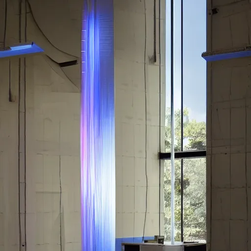 Prompt: a led - strip lamp hanging from the sealing, modern aesthetic, sci - fi look, by frank gehry, concept art