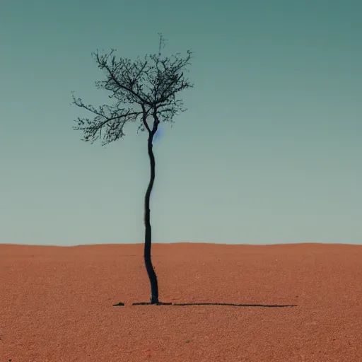 Image similar to A lone flourishing tree in the middle of a desolate dessert