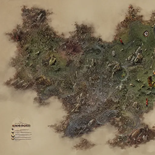 Image similar to extremely detailed d&d map, by greg rutkowski