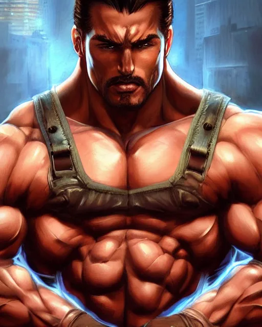 Image similar to gigachad luigi bodybuilder in final fight onepunch man by ilya kuvshinov, ernest khalimov body by krista sudmalis, fantasy character portrait, ultra realistic, concept art, intricate details, elegent, digital painting, smooth, sharp focus, illustration, art by artgerm and greg rutkowski and alphonse mucha, artstation