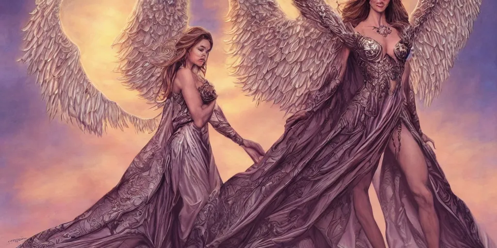 Prompt: denise richards as an elegant angel with wings, intricate, elegant, highly detailed, centered, digital painting, artstation, concept art, smooth, sharp focus, illustration, by artgerm and donato giancola and josepth christian leyendecker, ross tran, wlop