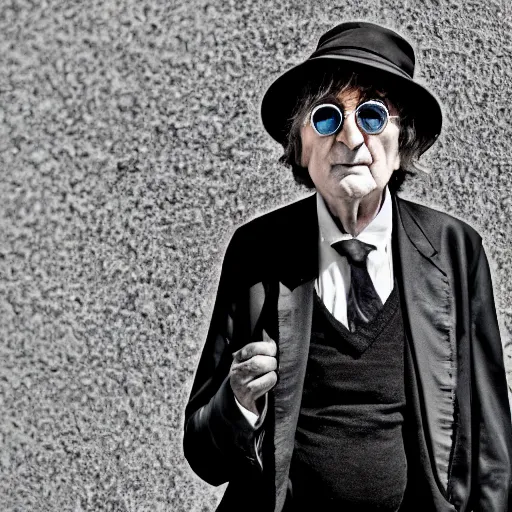 Image similar to old john lennon singer at age 9 0 years old, color ( sony a 7 r iv, symmetric balance, polarizing filter, photolab, lightroom, 4 k, dolby vision, photography award ), vogue, perfect face