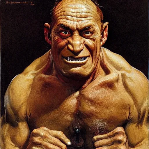 Prompt: An Orc, art by Norman Rockwell