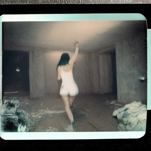 Image similar to polaroid of case study of woman clubbing full body by Tarkovsky