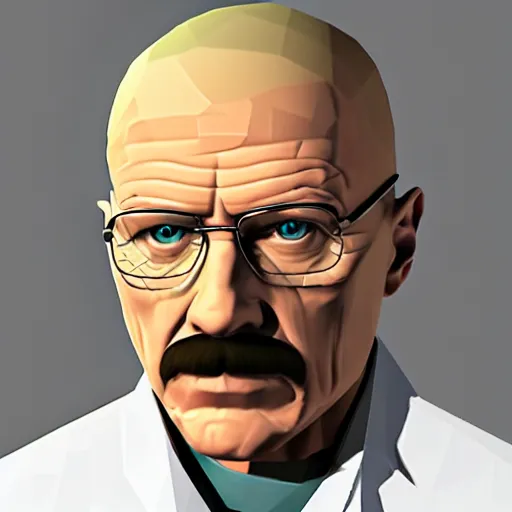 Prompt: walter white low poly nintendo 64 portrait