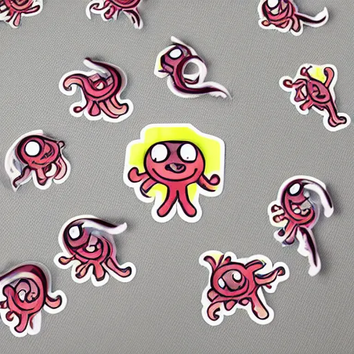 Prompt: cute octopus with a sword sticker