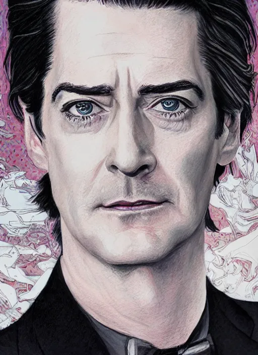 Image similar to portrait of kyle maclachlan as dale cooper by vania zouravliov