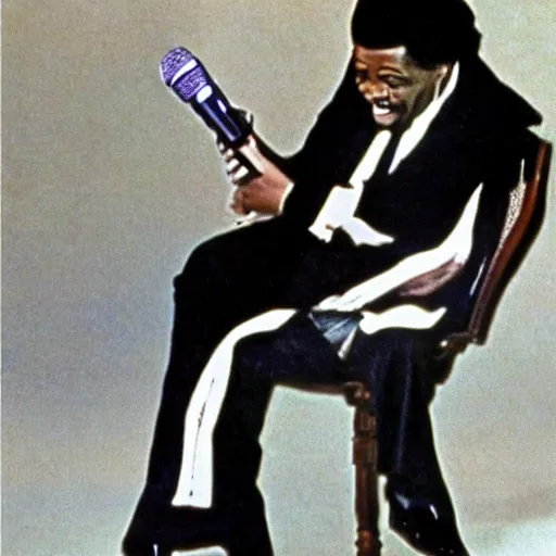 Image similar to a man in a tuxedo singing into a microphone, a colorized photo by Svend Rasmussen Svendsen, dribble, harlem renaissance, 1970s, 1990s, movie still