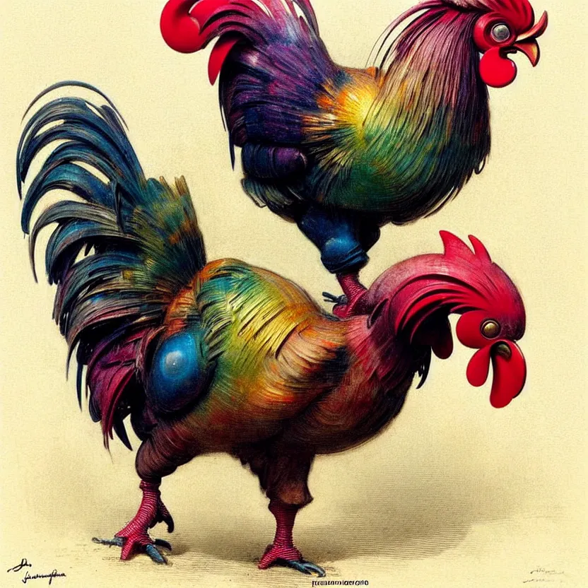 Image similar to ( ( ( ( ( 1 9 5 0 s retro future robot rooster. muted rainbow colors. ) ) ) ) ) by jean - baptiste monge!!!!!!!!!!!!!!!!!!!!!!!!!!!!!!