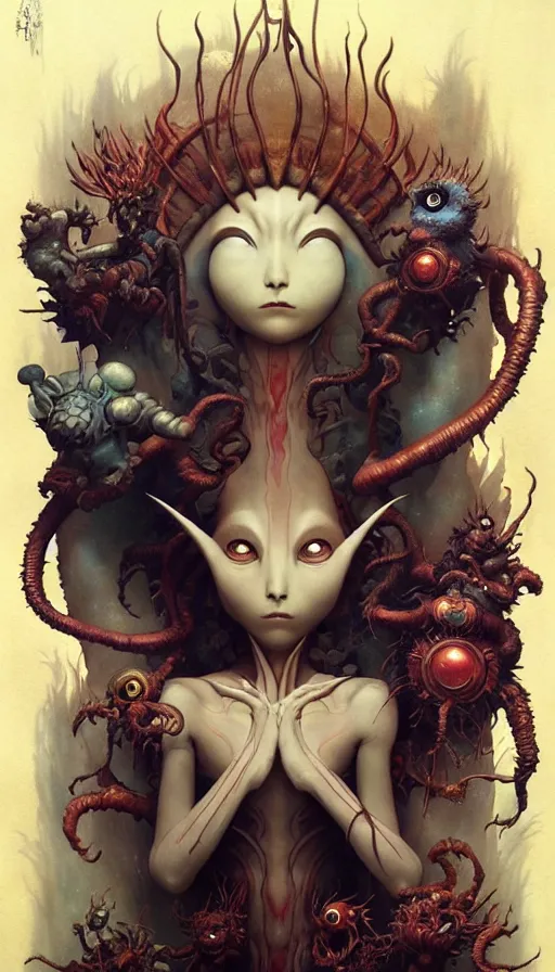 Prompt: exquisite imaginative imposing weird creature movie poster art humanoid anime movie art by : : james jean weta studio tom bagshaw frank frazetta studio ghibli