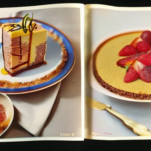 Image similar to photograph of dessert from 1970's cookbook in color