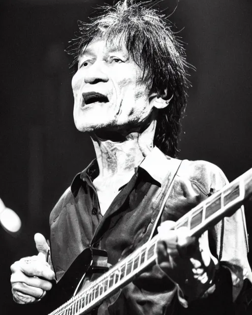 Image similar to sixty years old viktor tsoi with guitar in his hands, photo, microphone, rock concert, black and white, iso 6 0 0, 3 5 mm, codac gold