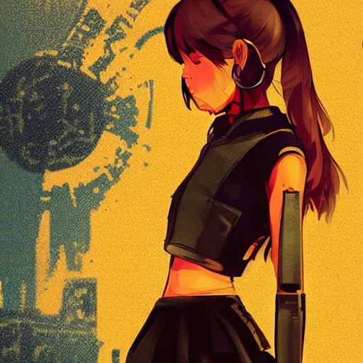 Image similar to Frequency indie album cover, luxury advertisement, indigo filter, blue and black colors. highly detailed post-cyberpunk sci-fi close-up schoolgirl in asian city in style of cytus and deemo, mysterious vibes, by Ilya Kuvshinov, by Greg Tocchini, nier:automata, set in half-life 2, beautiful with eerie vibes, very inspirational, very stylish, with gradients, surrealistic, dystopia, postapocalyptic vibes, depth of field, mist, rich cinematic atmosphere, perfect digital art, mystical journey in strange world, beautiful dramatic dark moody tones and studio lighting, shadows, bastion game, arthouse