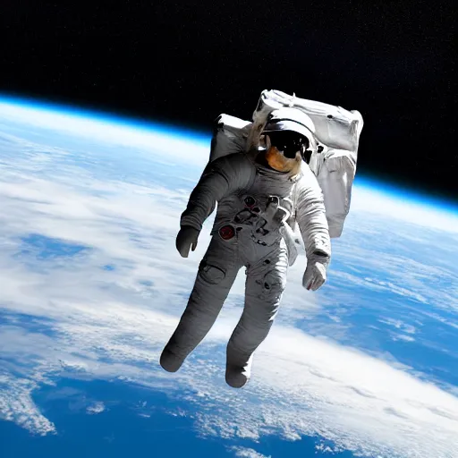 Prompt: astronaut gliding through space with an umbrella, high quality photorealistic, long shot from the back