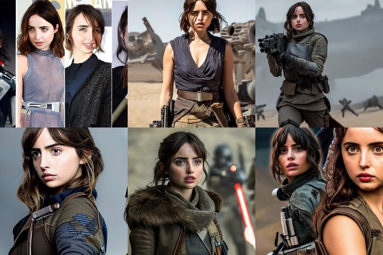 Prompt: Ana de Armas cast as Jyn Erso Rouge One a Star Wars Story