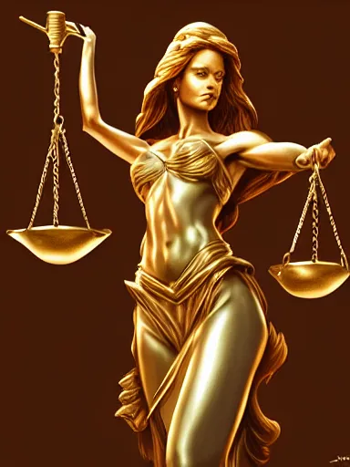 Prompt: lady justice holding balance scales. intricate, elegant, highly detailed, digital painting, artstation, concept art, sharp focus, illustration, by justin gerard and artgerm, 8 k
